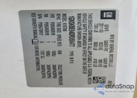 2013 Chevrolet Tahoe K1500 Lt z USA, uszkodzony, nr VIN 1GNSKBE04DR366477